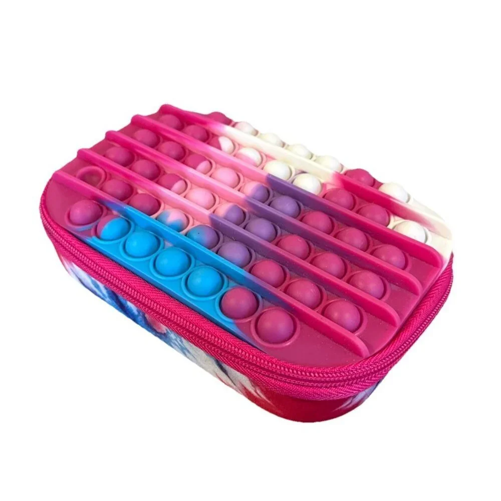 Zip It Zip & Pop Storage Box Pencil Box Pink Tie Dye Unzip Your Mind Fidget Pop